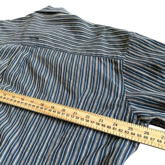 Kuhl Men’s Size X-Large Long Sleeve Button Front Shirt Navy Striped Textured XL - Picture 10 of 14